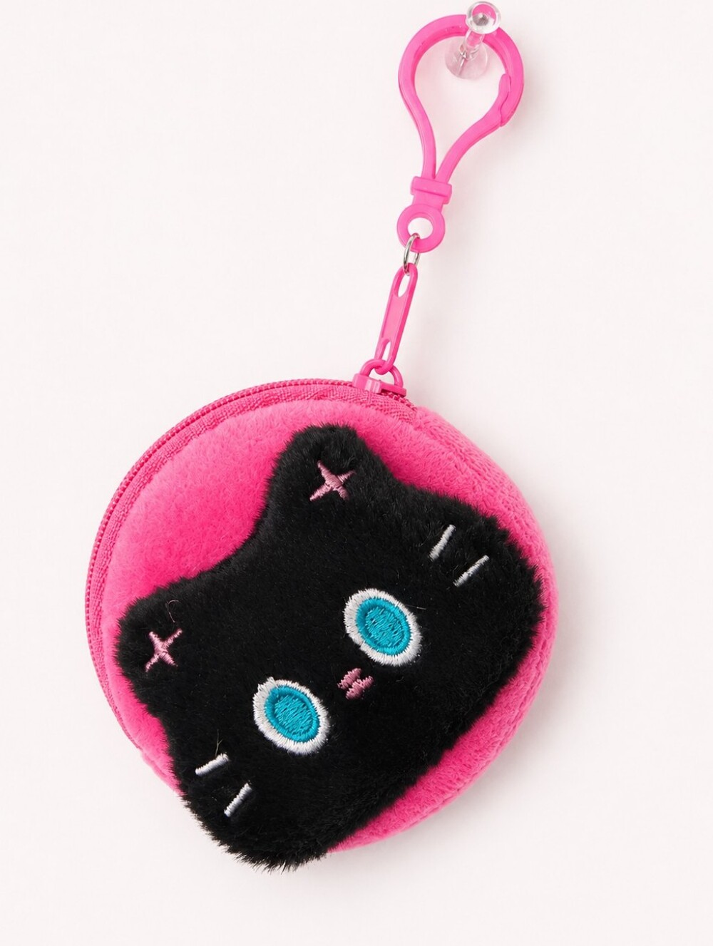 Women's Keychain Bag Charm Cute Plush Kitty Coin Purse Pink